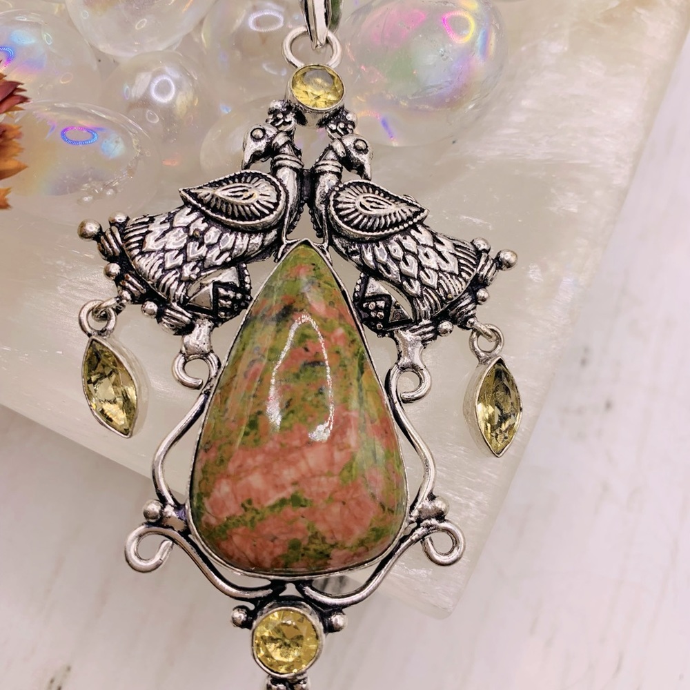 Unakite Peacock Pendant